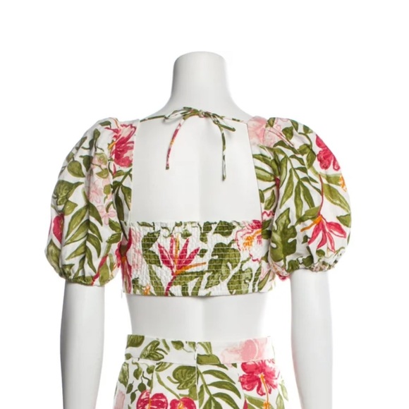 Reformation Jonas in Kauai Linen Puff Sleeves Floral Print - Picture 2 of 3